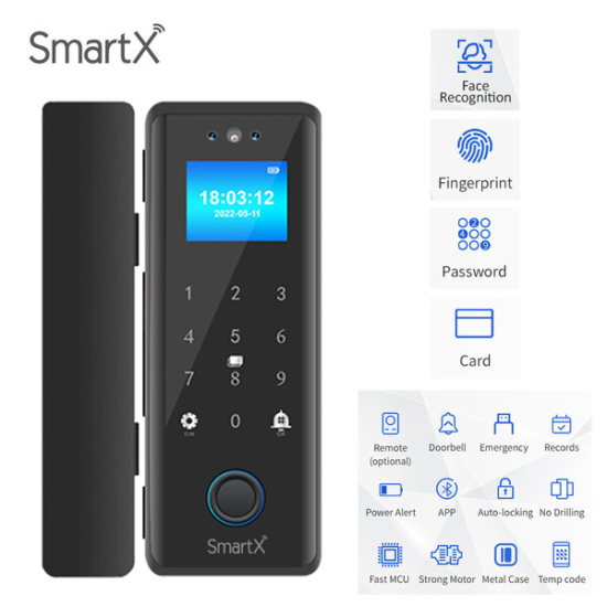 SmartX WiFi Glass Door Lock with Face Recognition Unlock-SX-CP92Pro