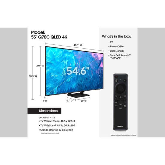 Samsung Q70C 55 Inch 4K HDR QLED Smart TV 